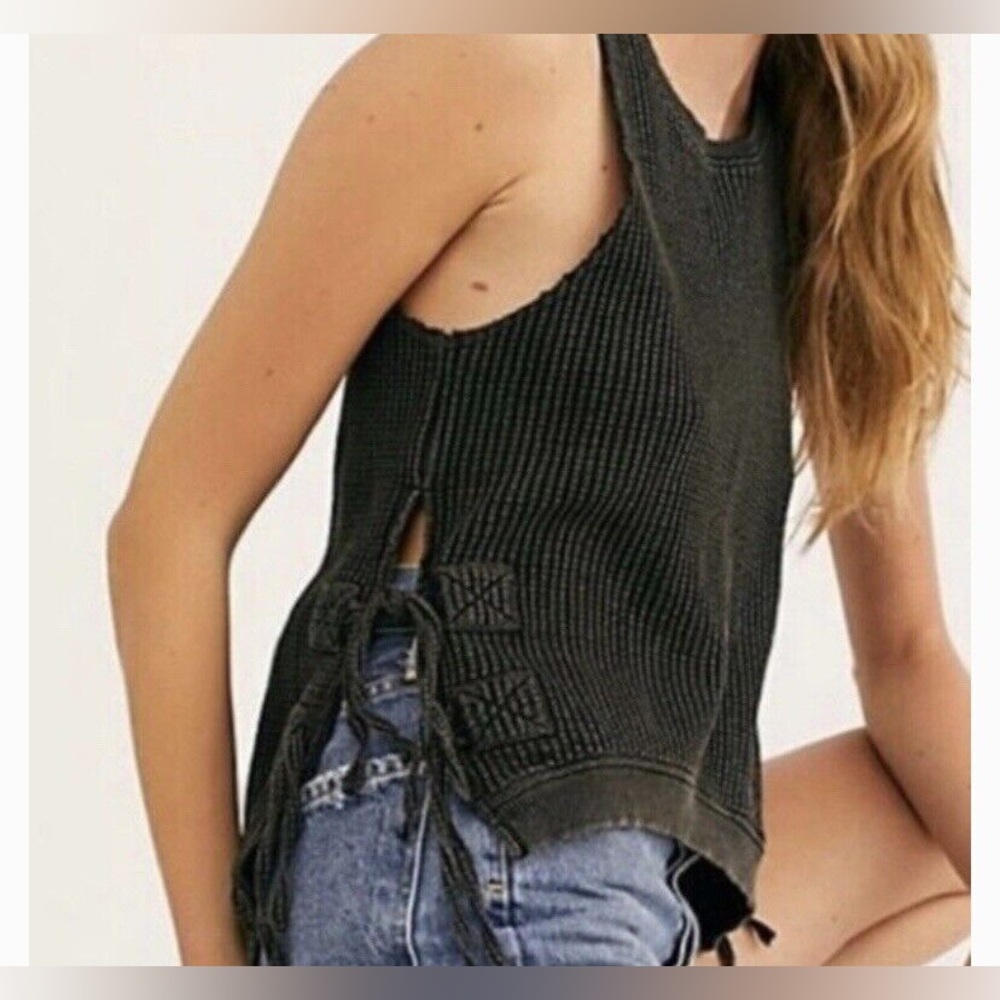 FREE PEOPLE ONE INTERLACKEN TANK TOP WITH SIDE TIES